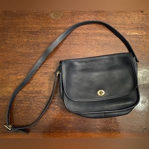 Vintage Coach Black Leather Crossbody Purse